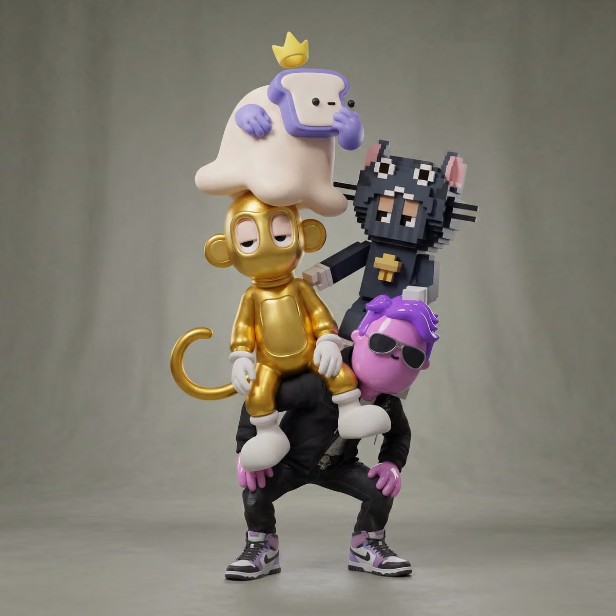 Awkward Stacked Family Portrait of Characters