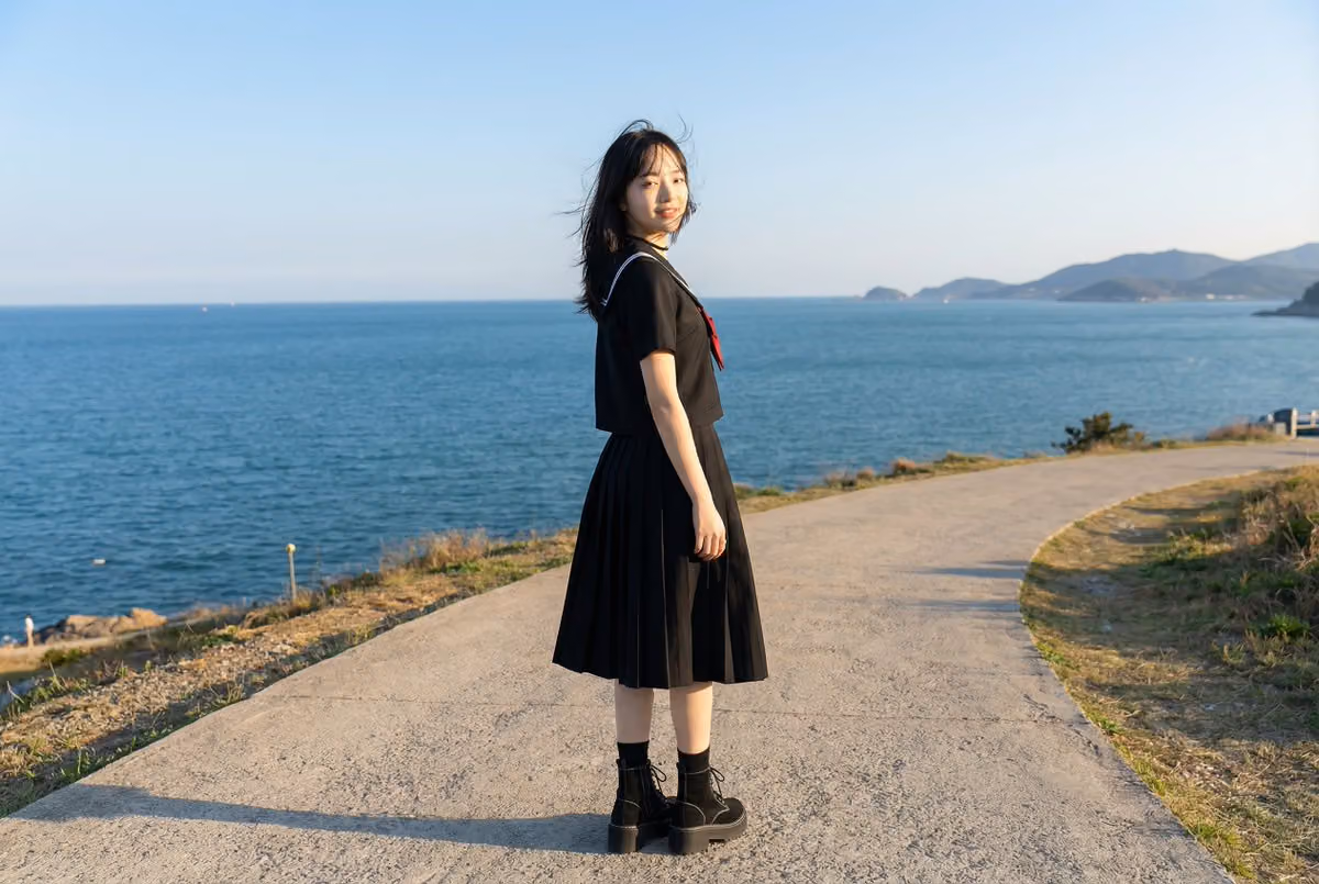 Girl in Sailor Uniform at Various Scenic Locations