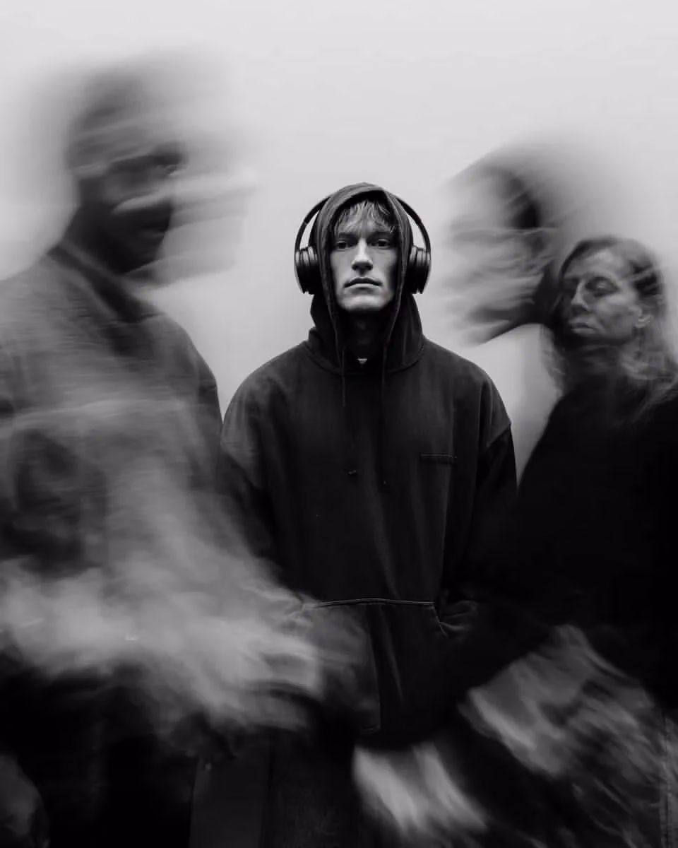 Cinematic Black and White Portrait with Motion Blur