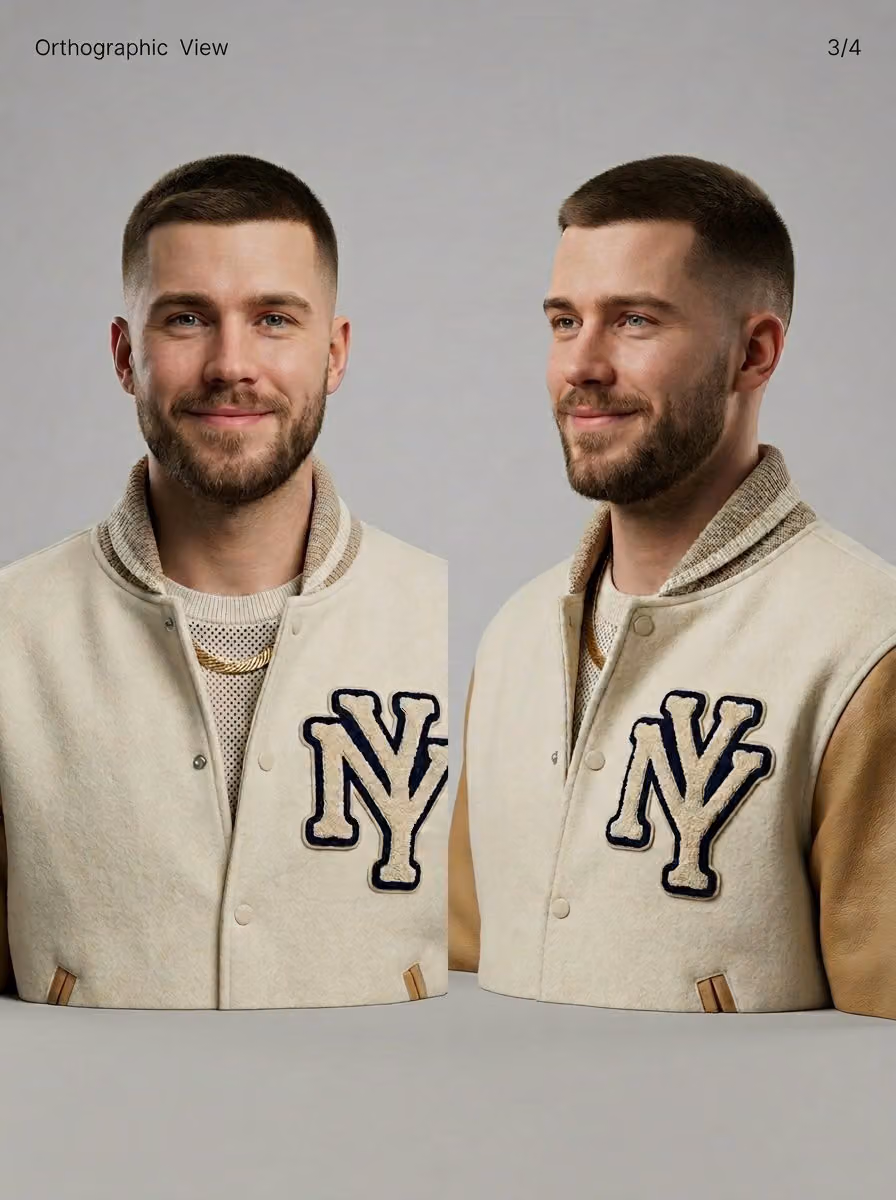 3D Character Sheet: Male with Varsity Jacket and Gold Chain
