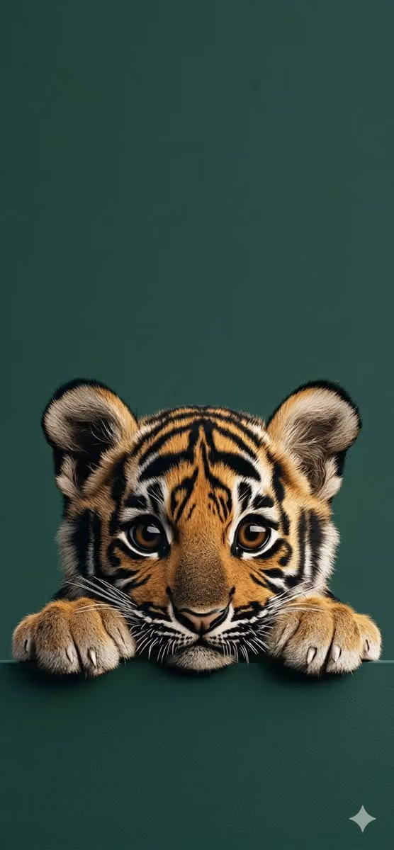 Baby Tiger Cub Portrait with Intense Gaze