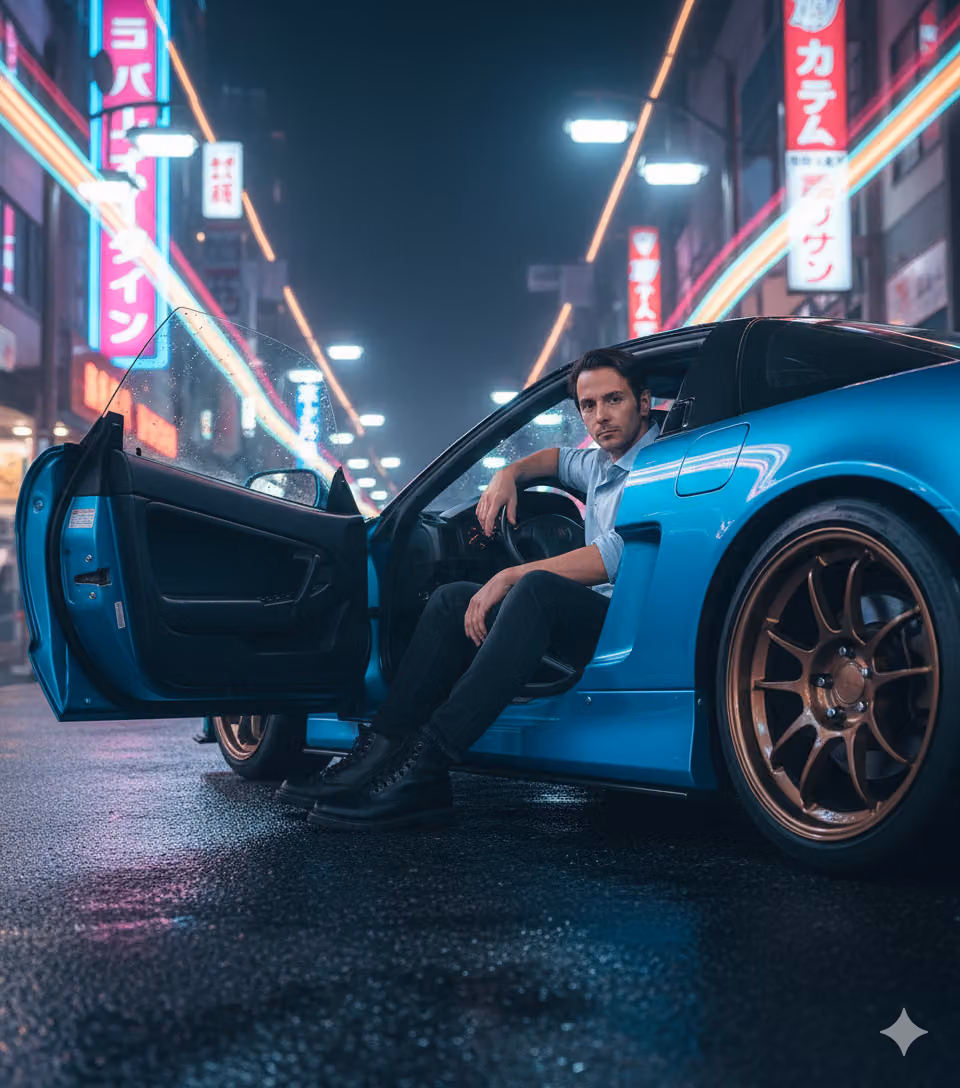 JDM Honda NSX on Neon Tokyo Street