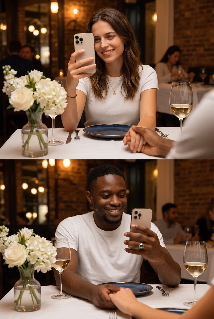 Split-Screen Dinner Date Proposal