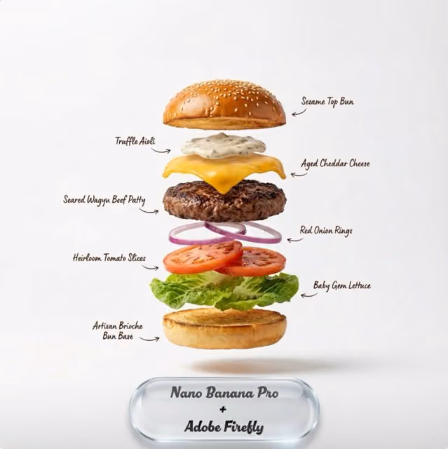 Deconstructed Food Ad with Floating Ingredients