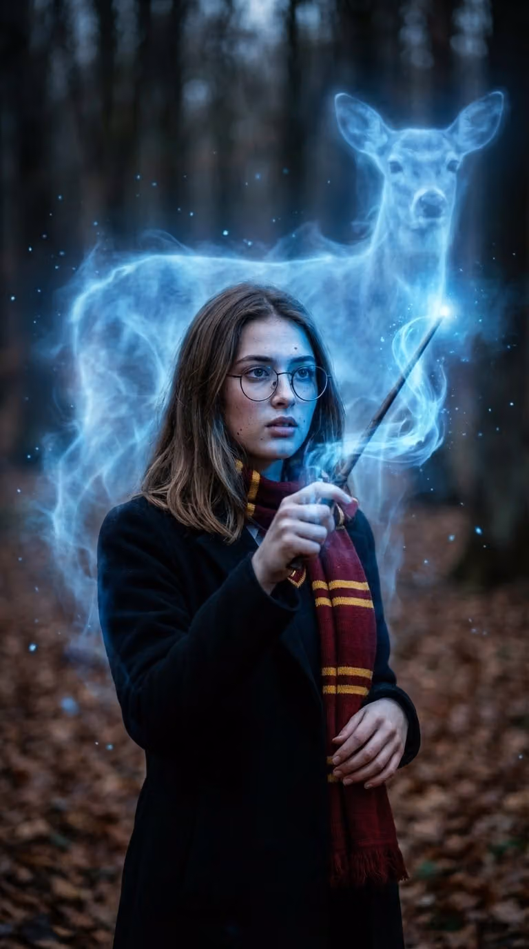 Patronus Spell in Dark Forest Portrait