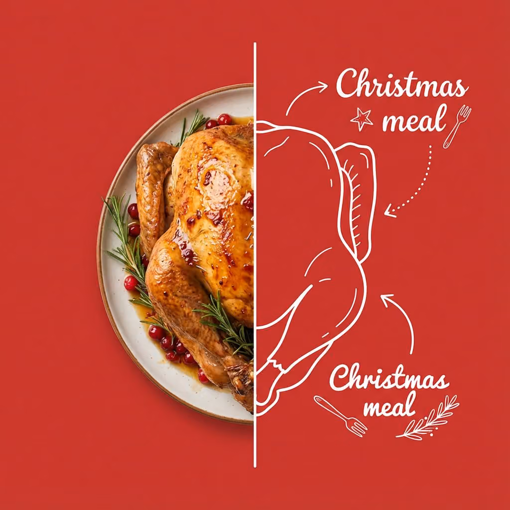 Contemporary Culinary Poster with Split Food Design