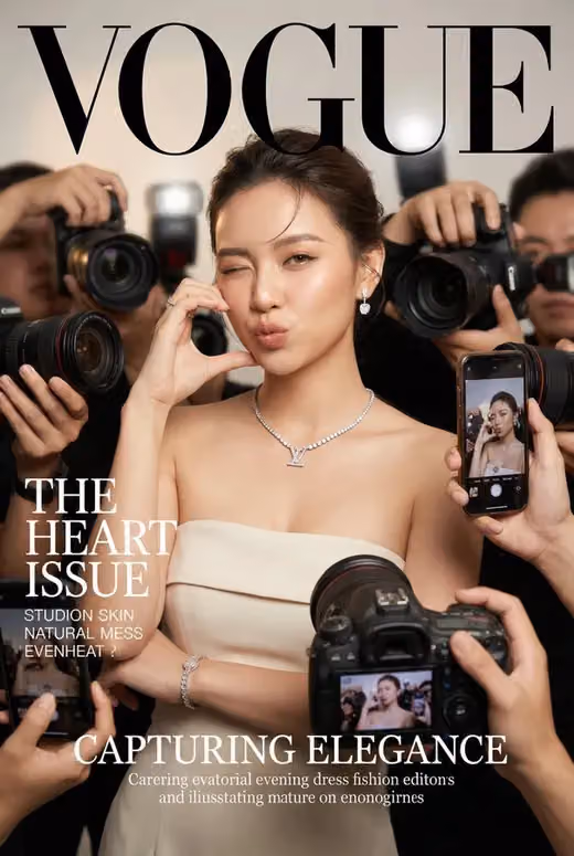 Vogue Cover Fashion Portrait with Playful Duck-Face