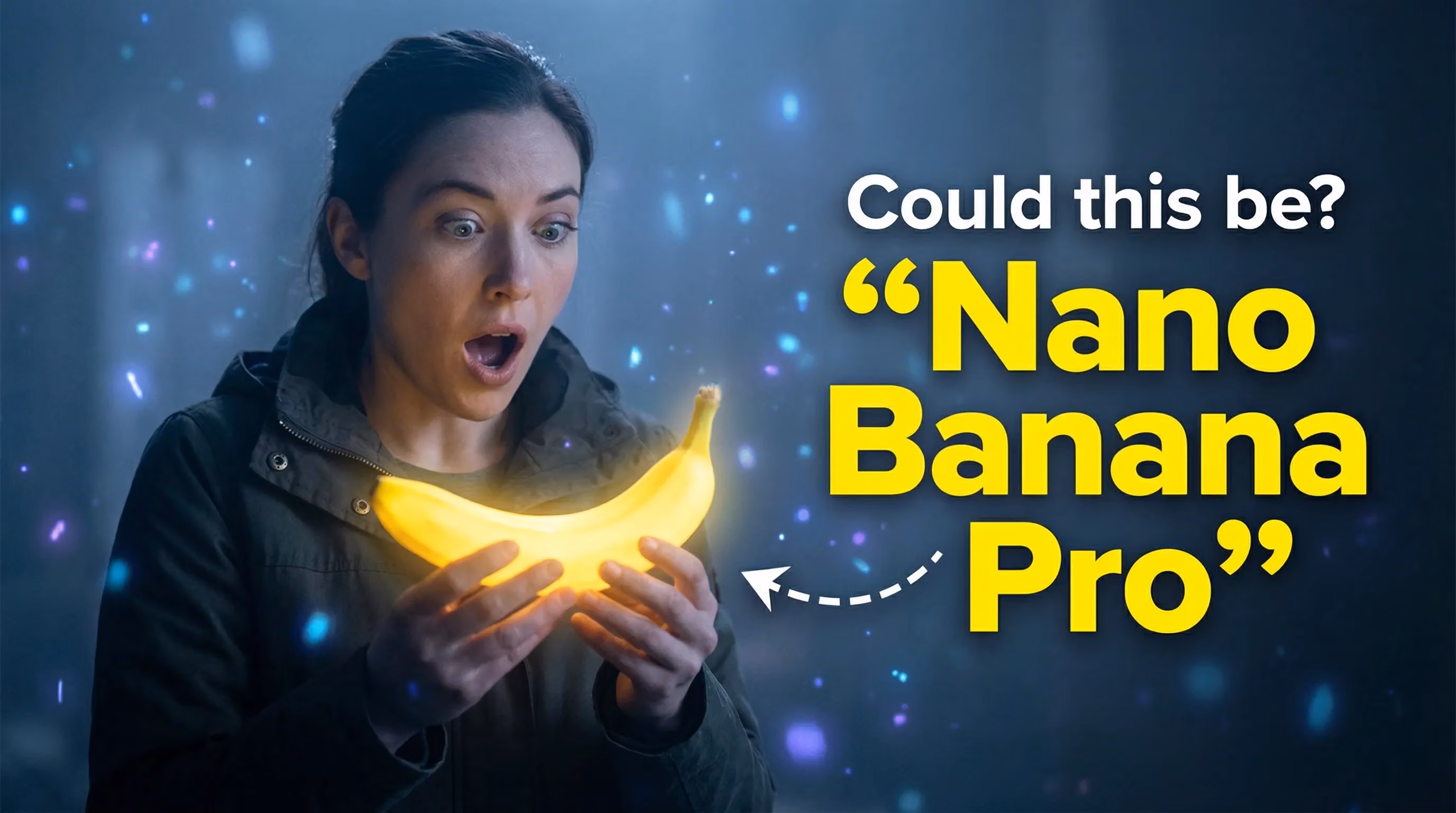 Surprised Woman with Glowing Banana YouTube Thumbnail