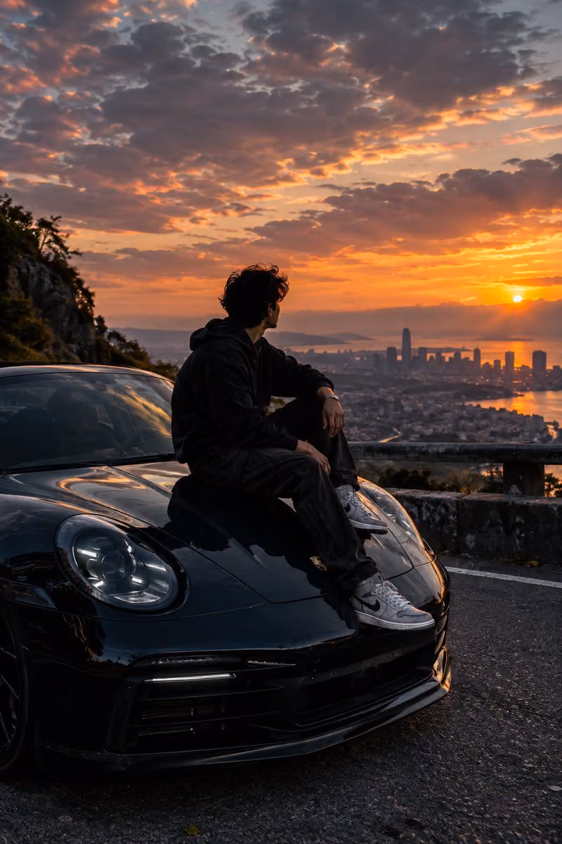 Luxury Car Sunset Scene Prompt for Nano Banana Pro