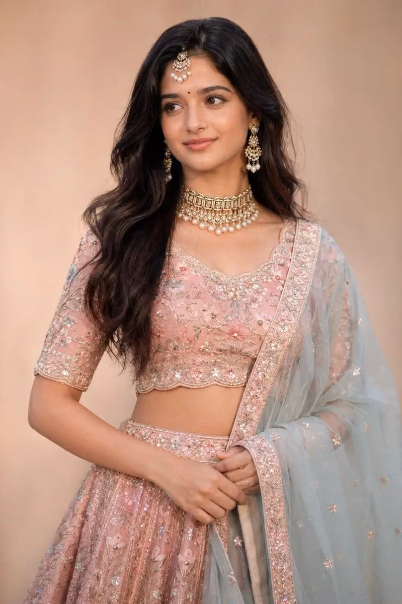 South Asian bridal lehenga portrait
