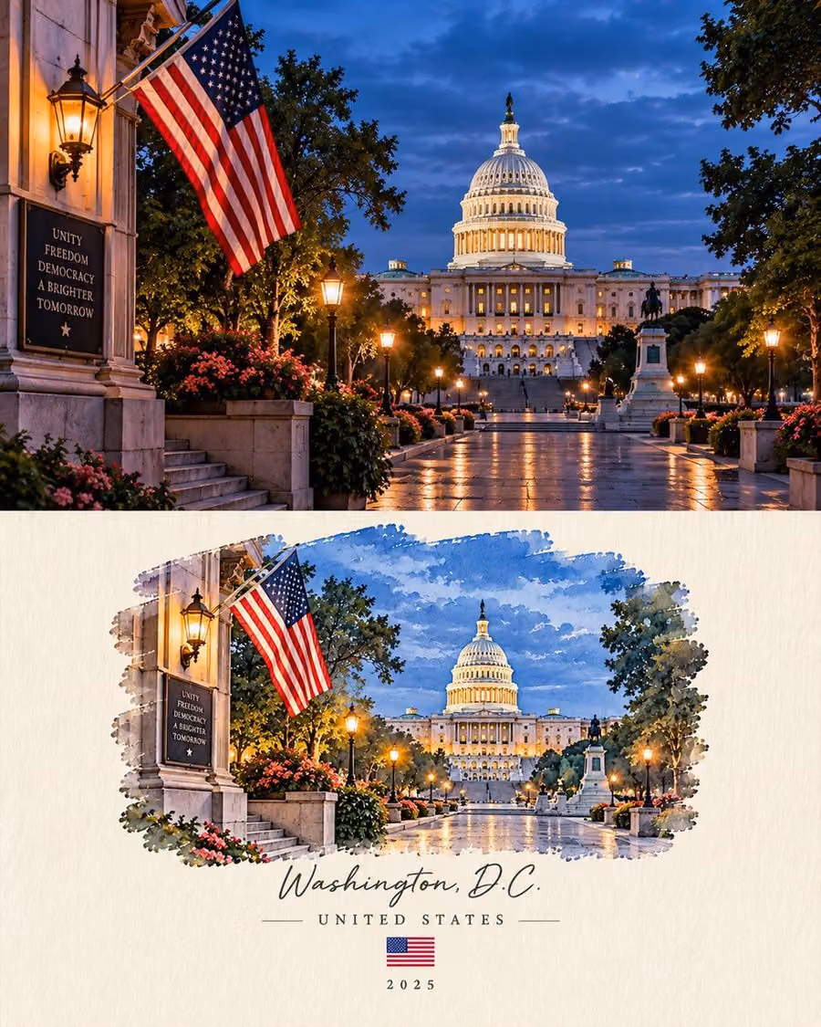 Washington DC Travel Postcard
