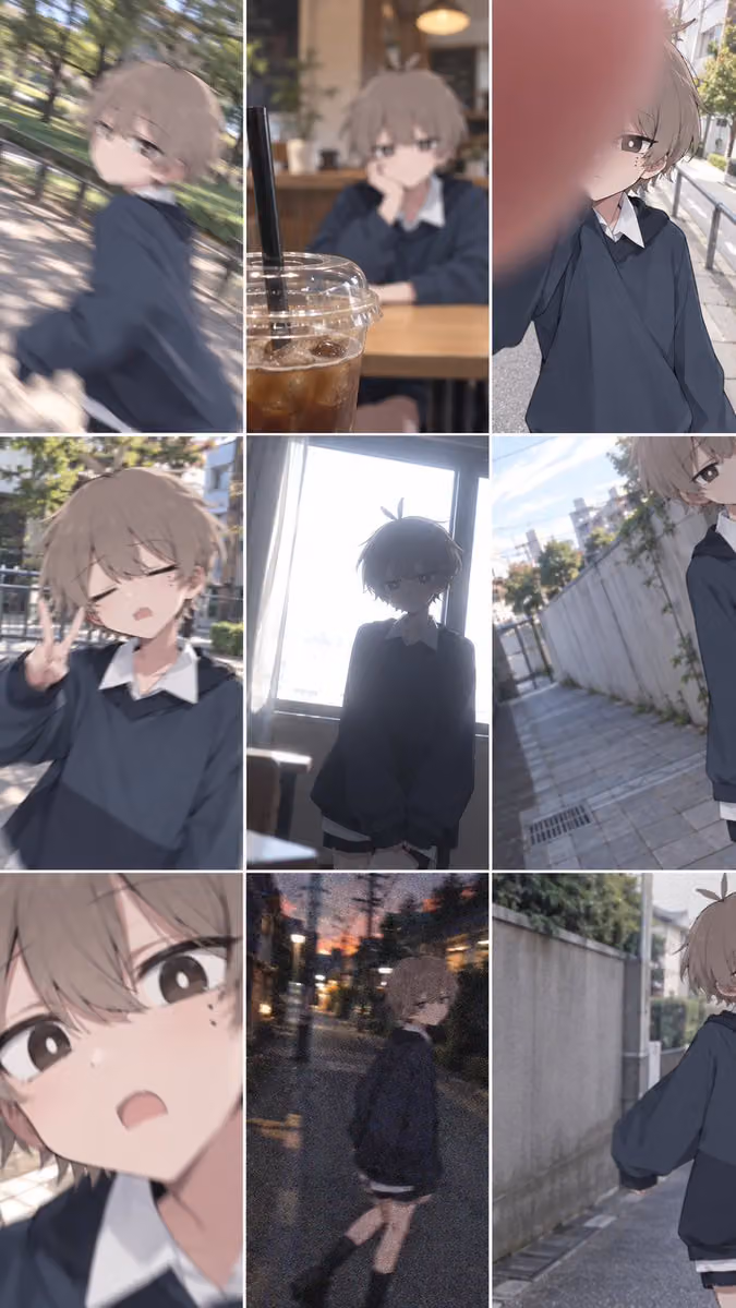 Lo-Fi Anime Character Photo Collage