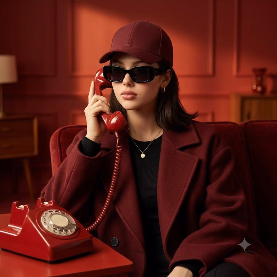 Retro Red Telephone Portrait