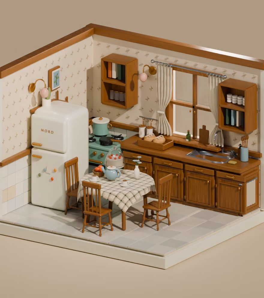 Isometric Miniature American Kitchen
