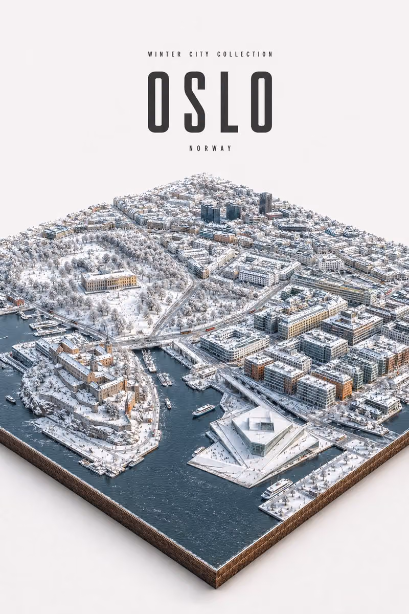 Winter City Isometric Diorama