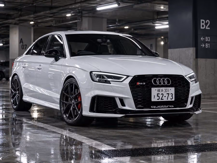 White Audi in Underground Parking