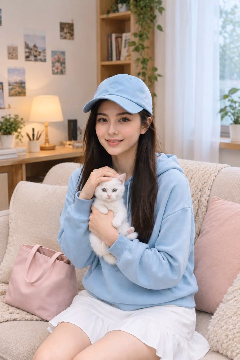 Social Media Post - Cozy Home Lifestyle Portrait with Kitten