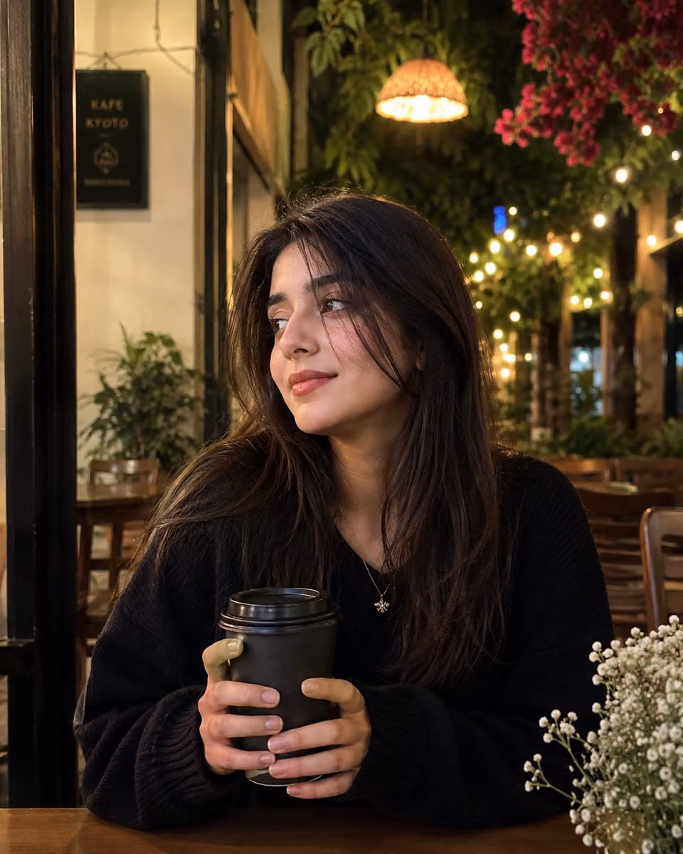 Social Media Post - Cinematic Night Café Portrait