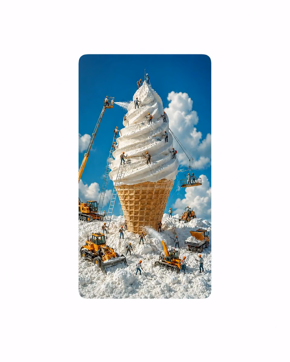 Social Media Post - Giant Ice Cream Construction Scene