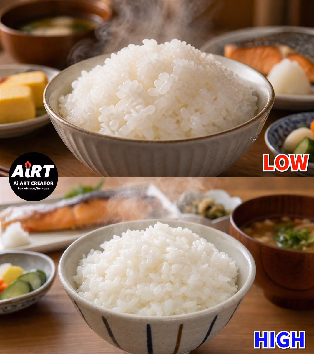 Infographic / Edu Visual - Steamed Rice Low High Comparison