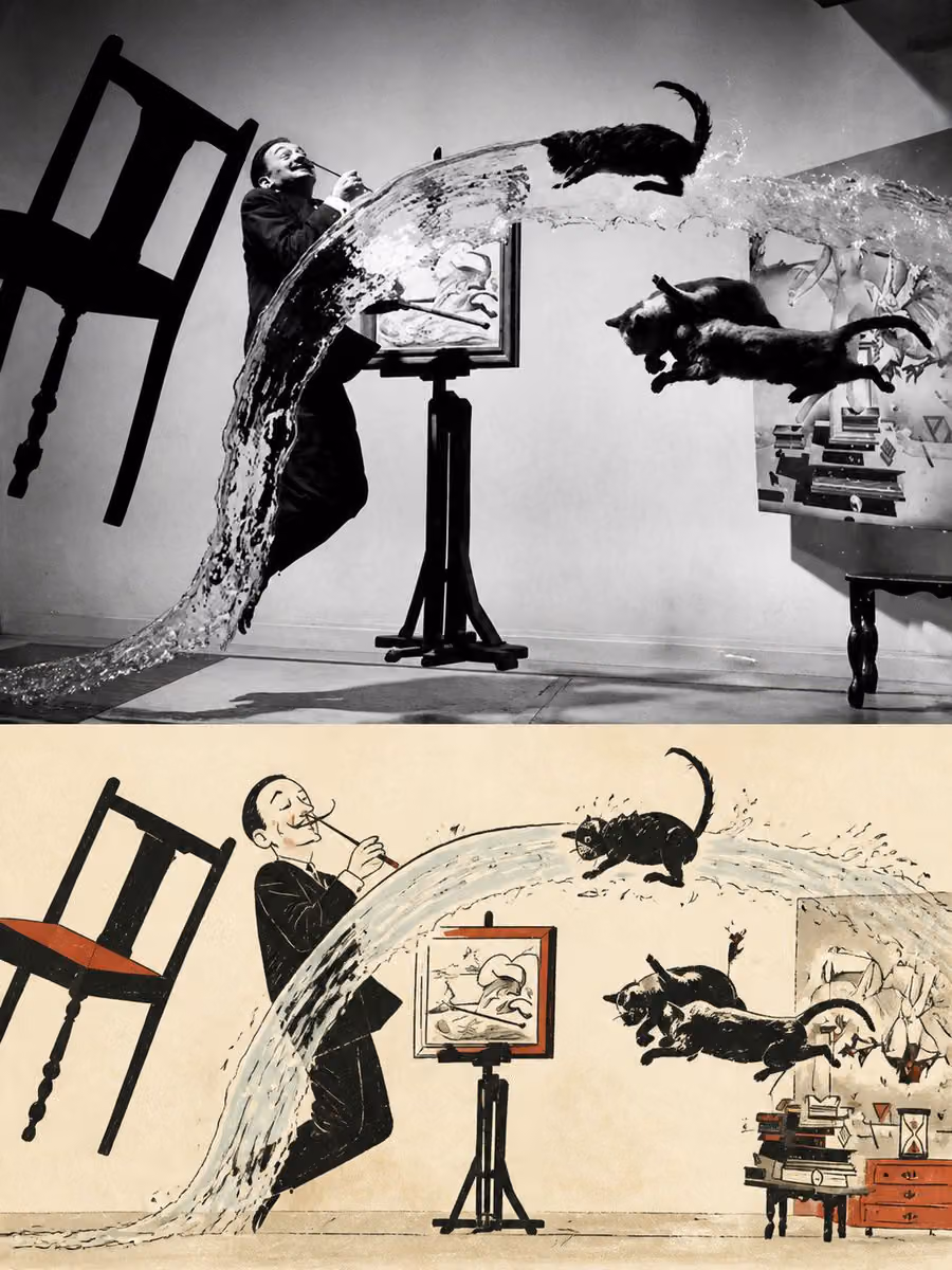 Comic / Storyboard - Surreal Photo to Watercolor Diptych