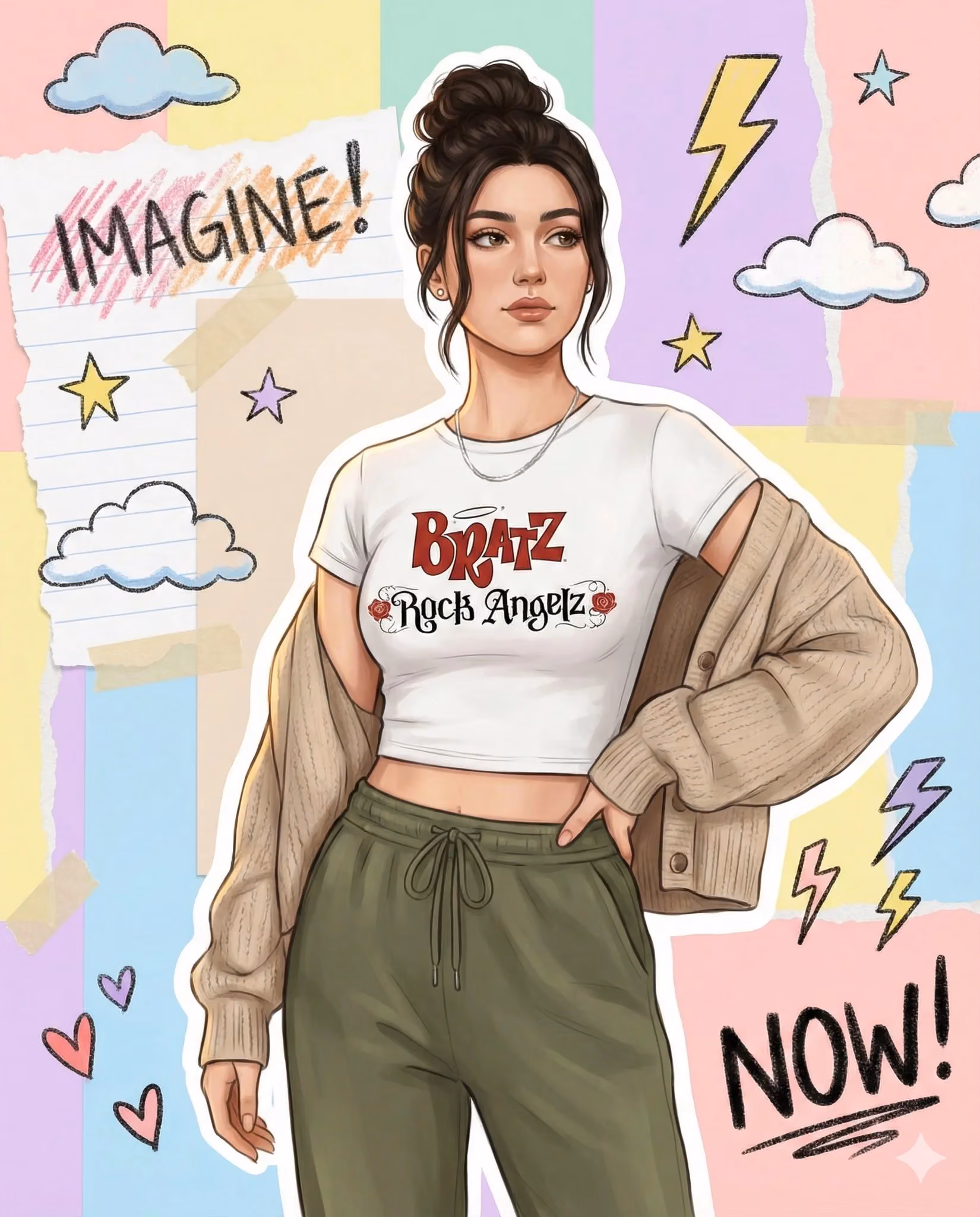 Vibrant Semi-Realistic Illustration Female Portrait