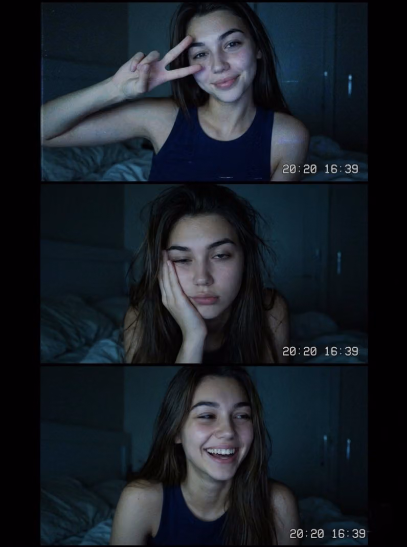 Vintage Webcam Style Bedroom Girl Collage