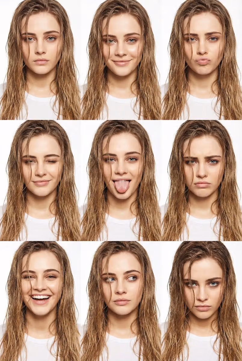 Vertical High-Fashion Beauty Collage with Wet Hair