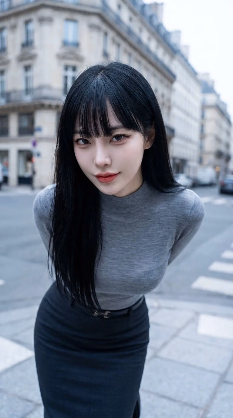 Stunning High-Angle Shot of a Chic Asian Fashion Influencer