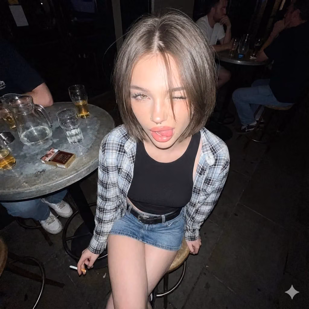 Young Woman on Bar Stool Photo