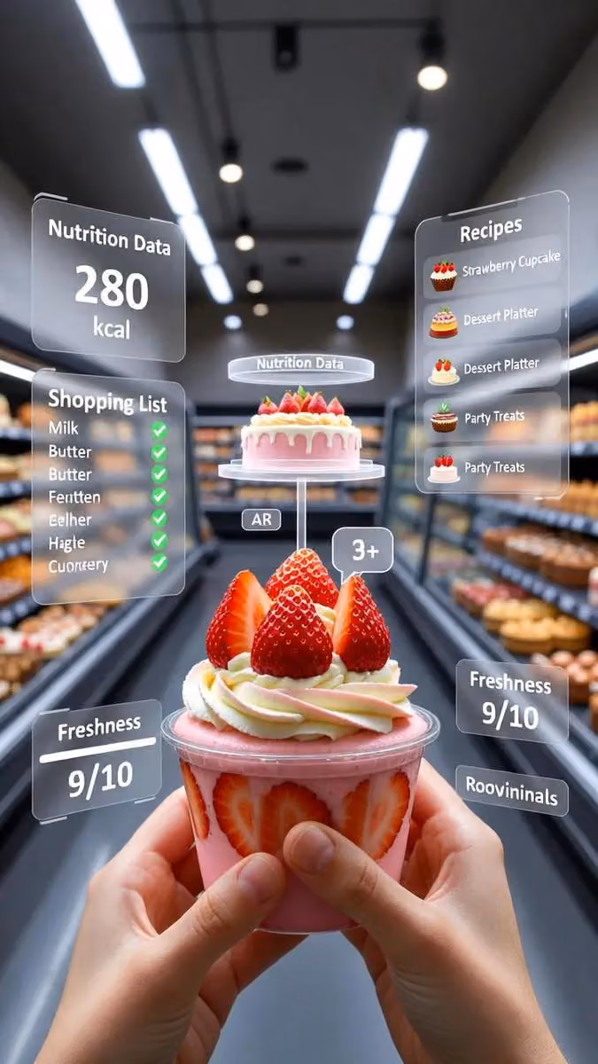 First-Person Supermarket Aisle with AR Technology