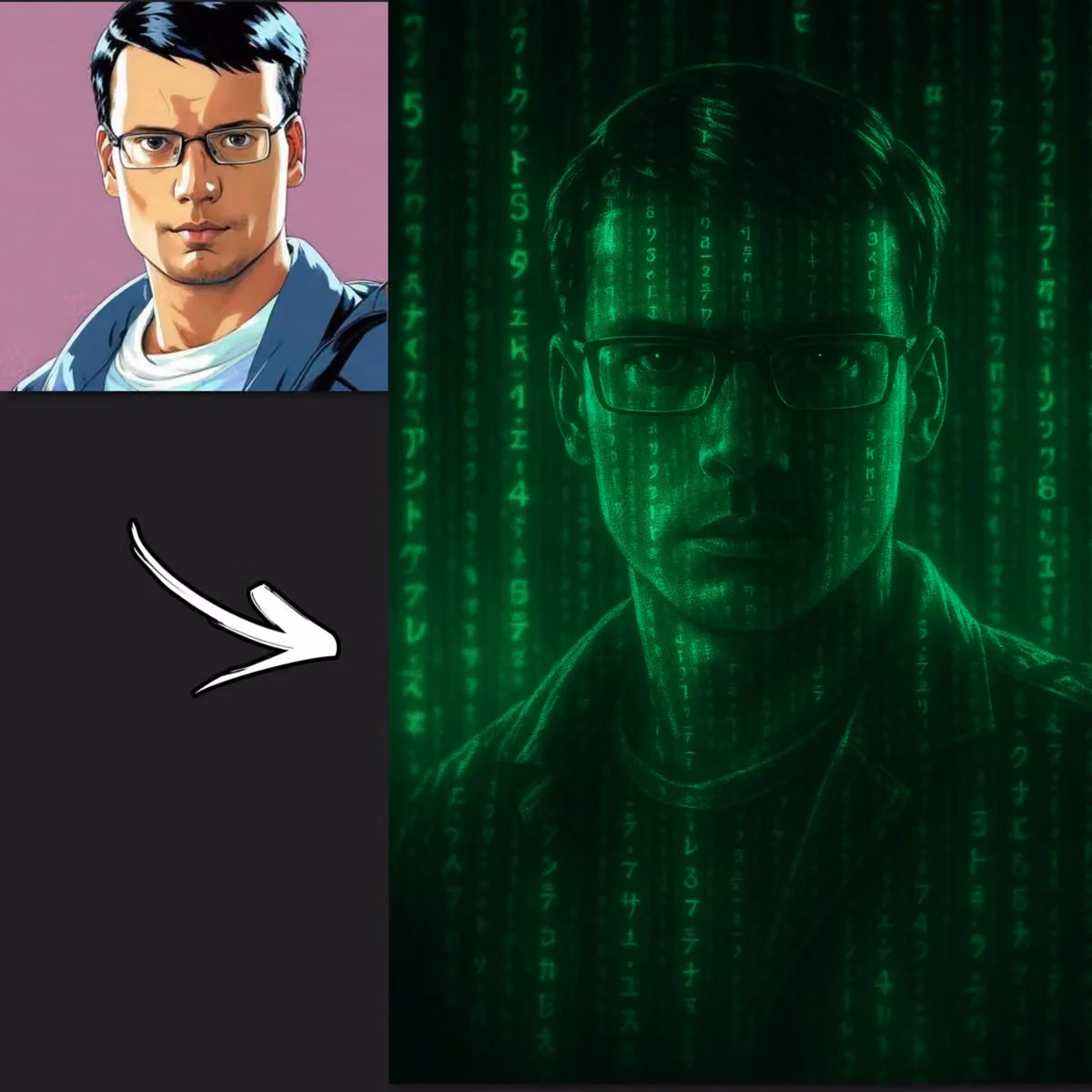 Transform Image into Digital Matrix Scene