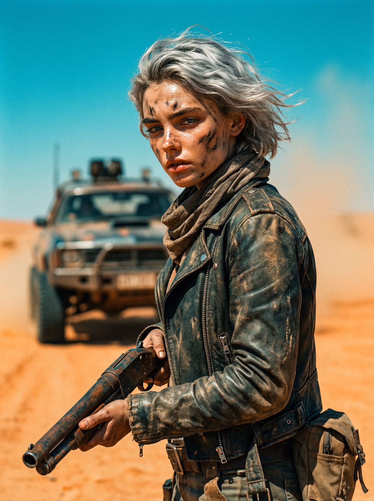 Photorealistic Wasteland Survivor Portrait