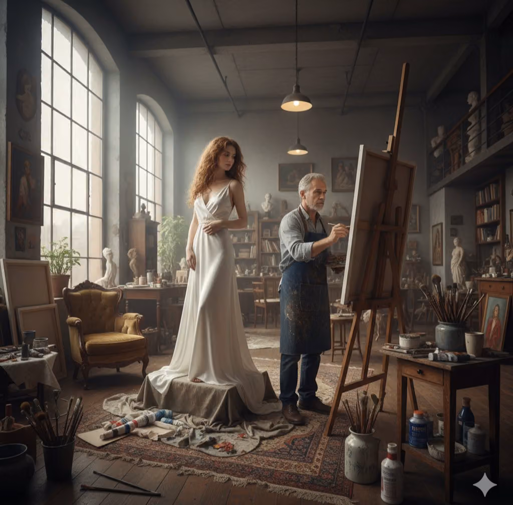 Vintage Art Studio Portrait