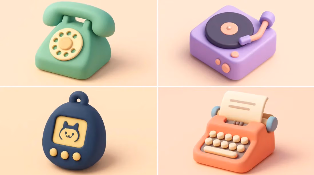 Tiny cute isometric emoji with soft lighting