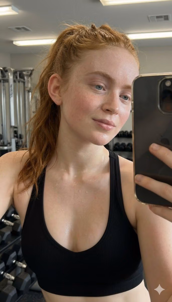 Gym Selfie with Red Haired Woman