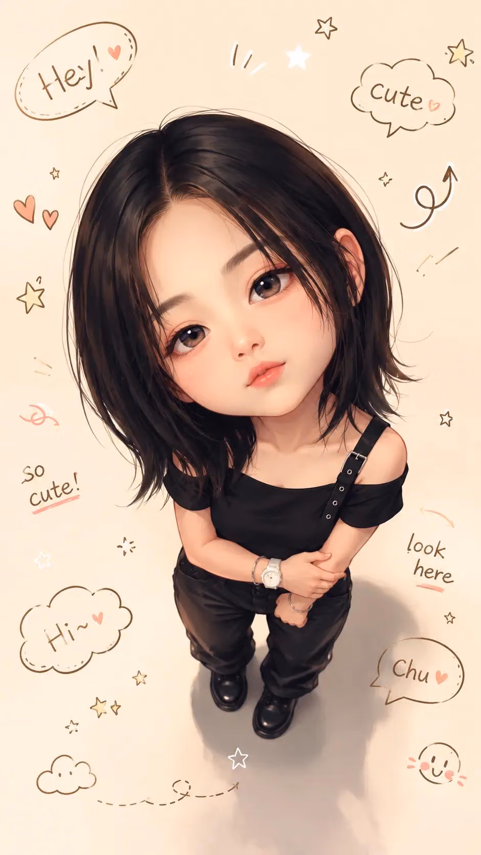 Cute Semi-Realistic Chibi Avatar Illustration