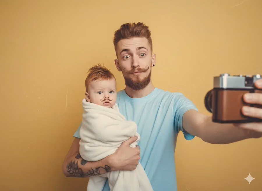 Retro Selfies with a Baby Version of Yourself