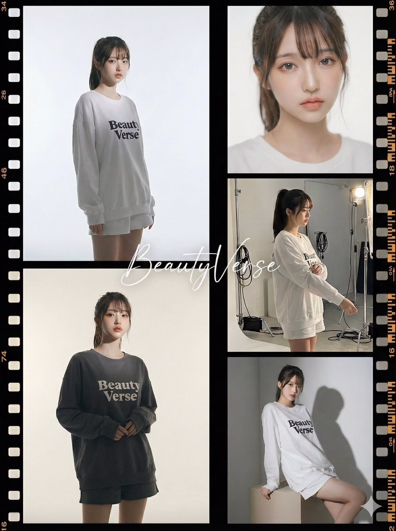 High-End Studio Fashion Editorial '5-Panel Wide Film' Collage