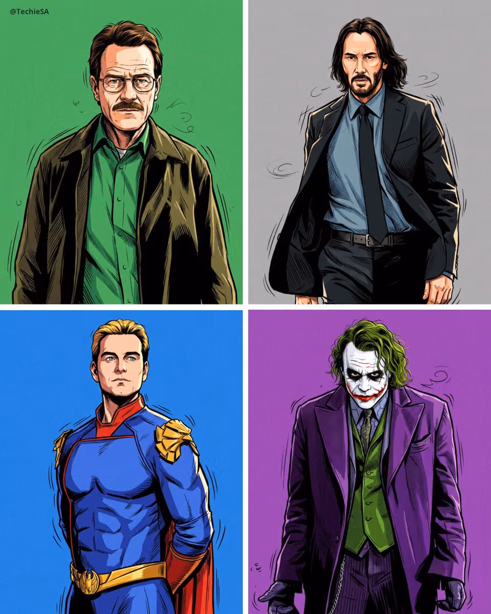 High-Contrast Comic Style Character Portrait