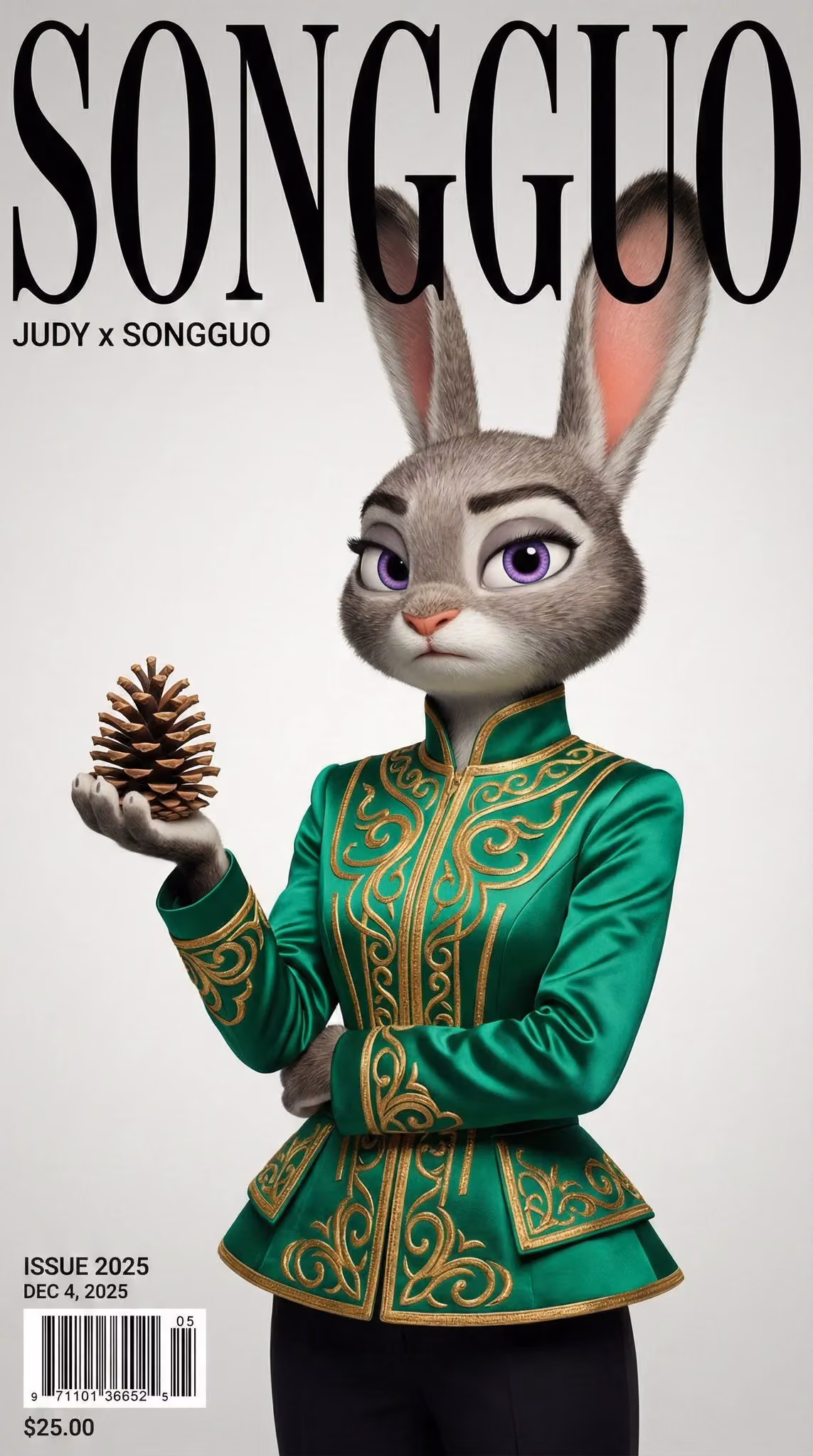 Vertical Portrait with 9:16 Aspect Ratio, High-End Fashion Magazine Cover, Judy Hopps Fashion Photo