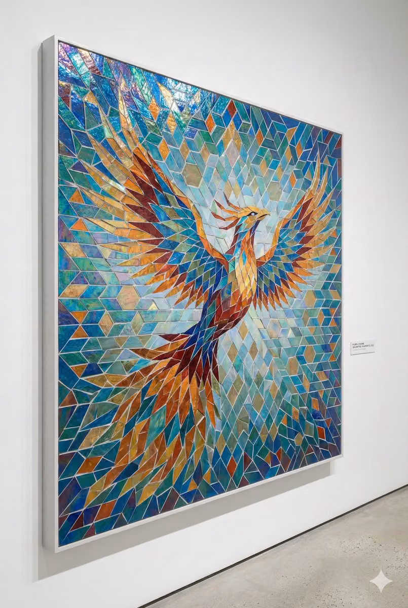 Dynamic Mosaic Phoenix Art