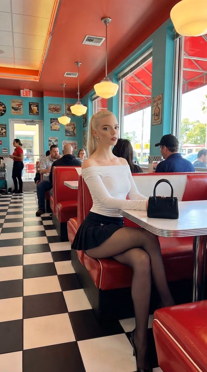 Anya Taylor-Joy Retro Diner Full Body Shot