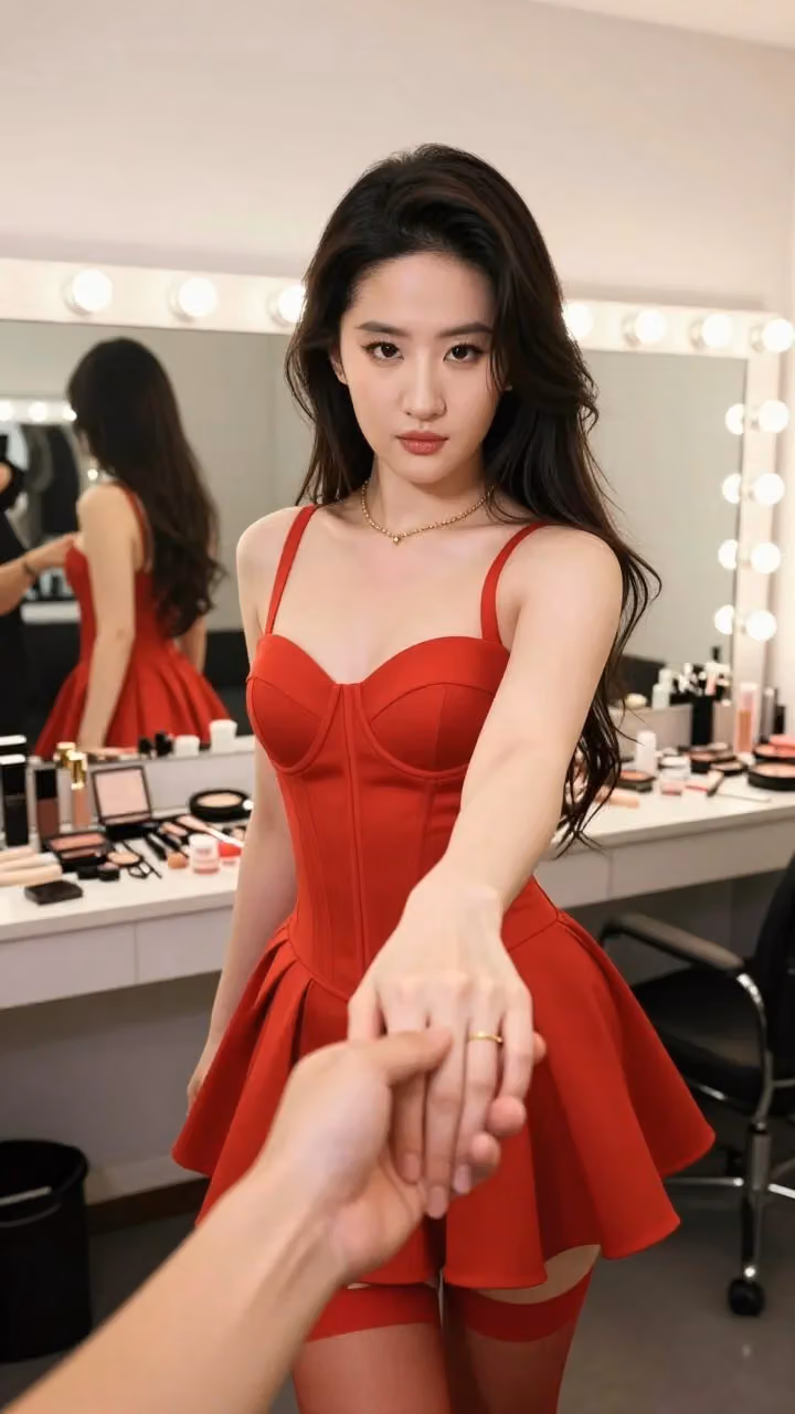 Hyper-realistic Boyfriend's Perspective Photo: Liu Yifei's Makeup Room Shot