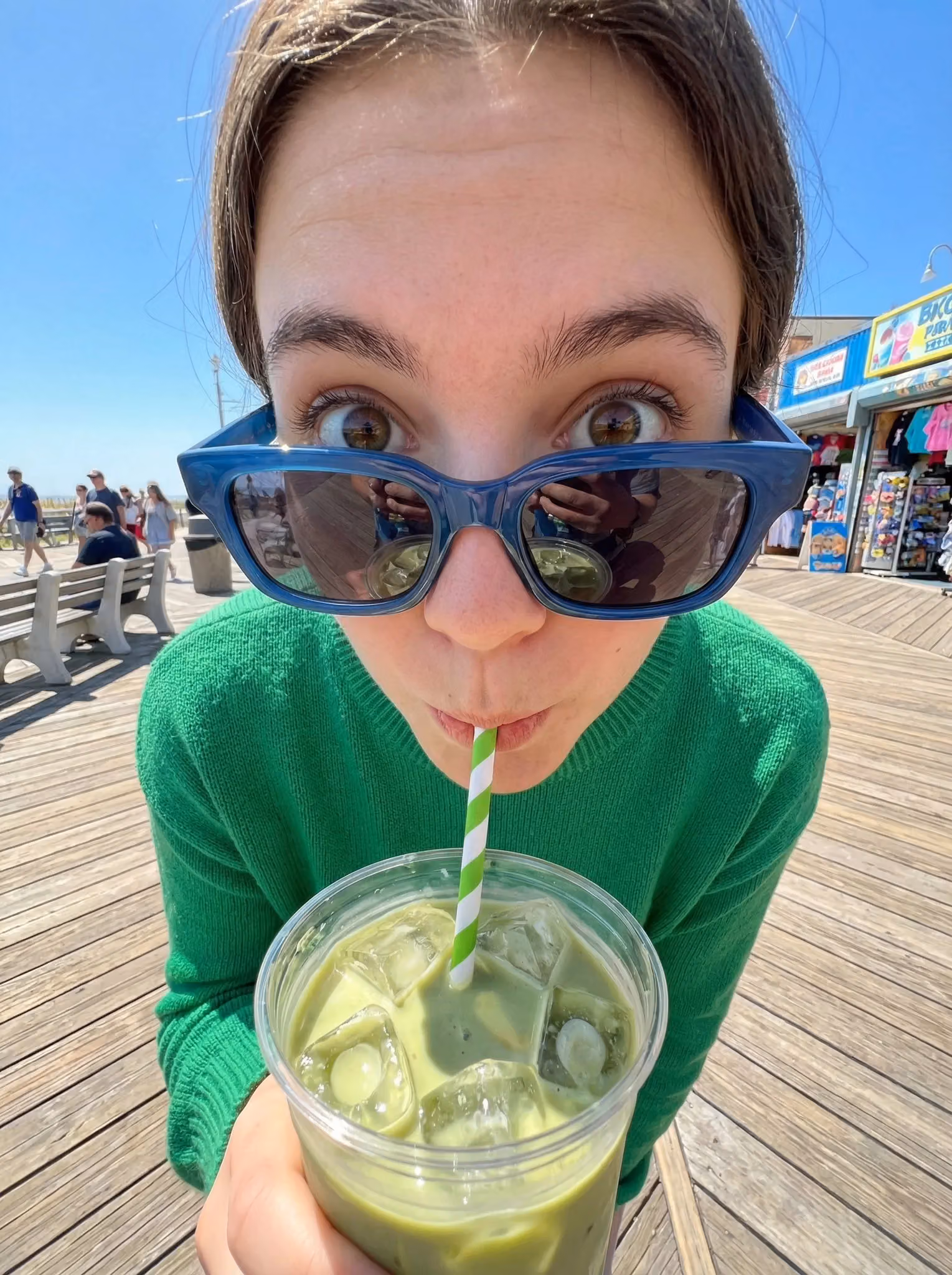 Ultra-Wide Angle Portrait Photography on Sunny Boardwalk