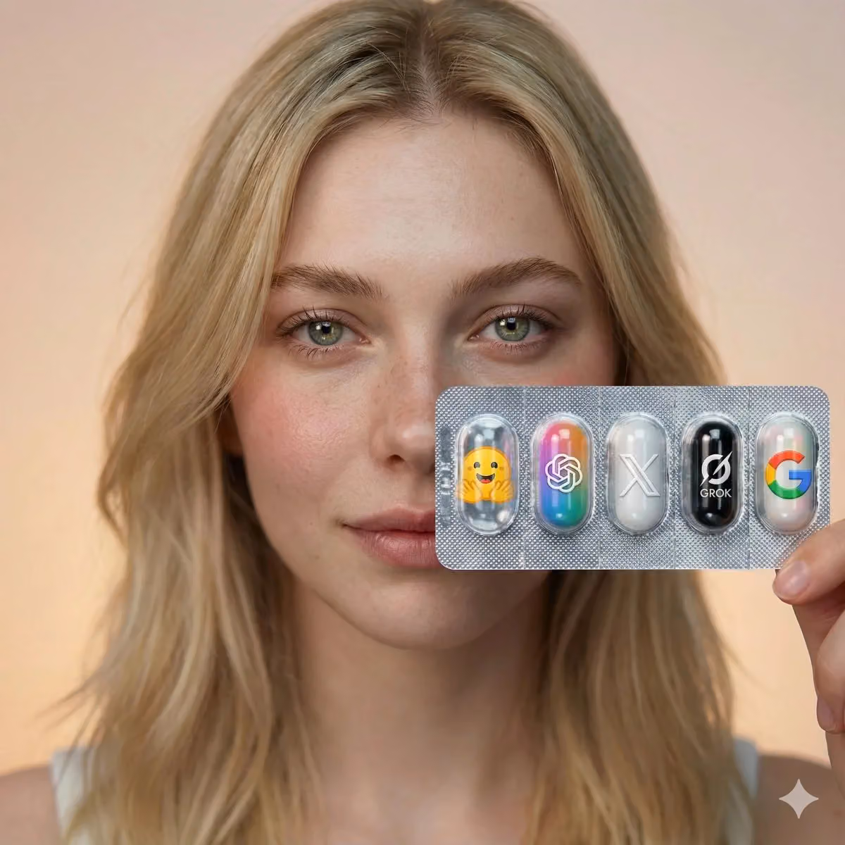 Cinematic Advertising Shoot Scene with Ultra-Realistic Female Model and Blister Pack