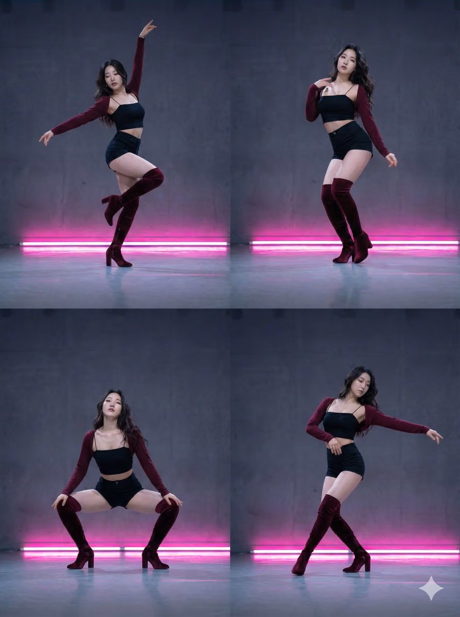 Four Vertical Poses Comparison Grid