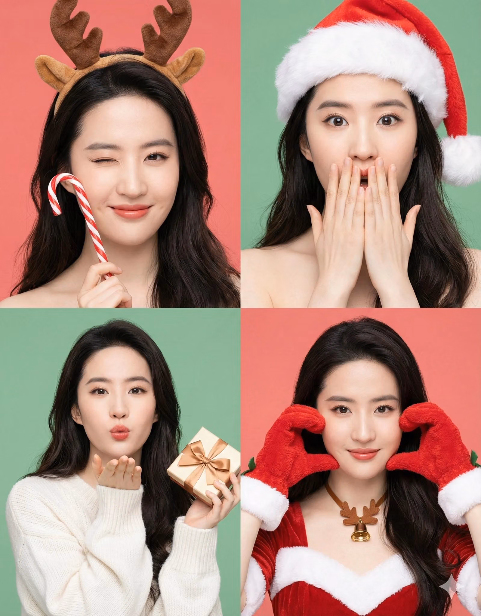 High-Res 4-Panel Christmas Character Collage