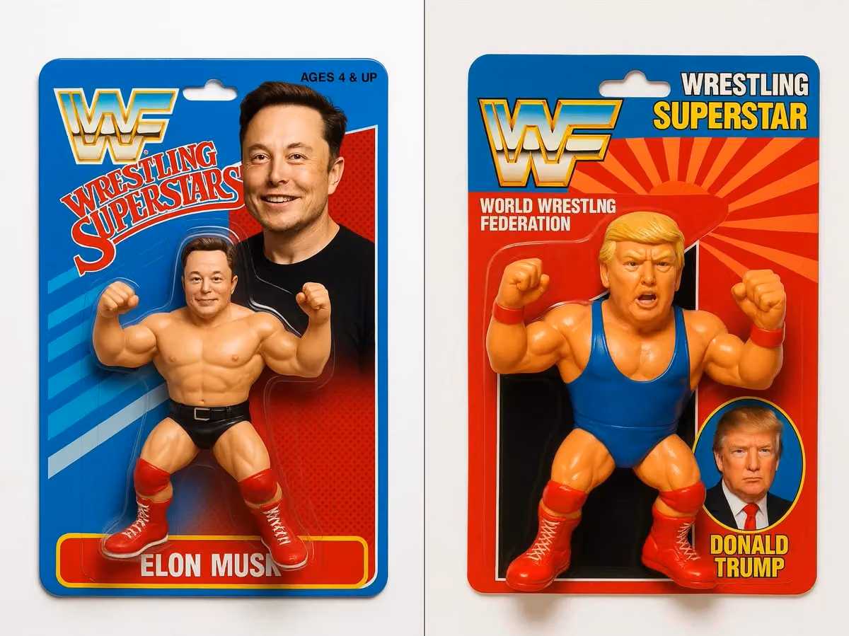 1990's Style WWF Wrestling Figurine Package Photography
