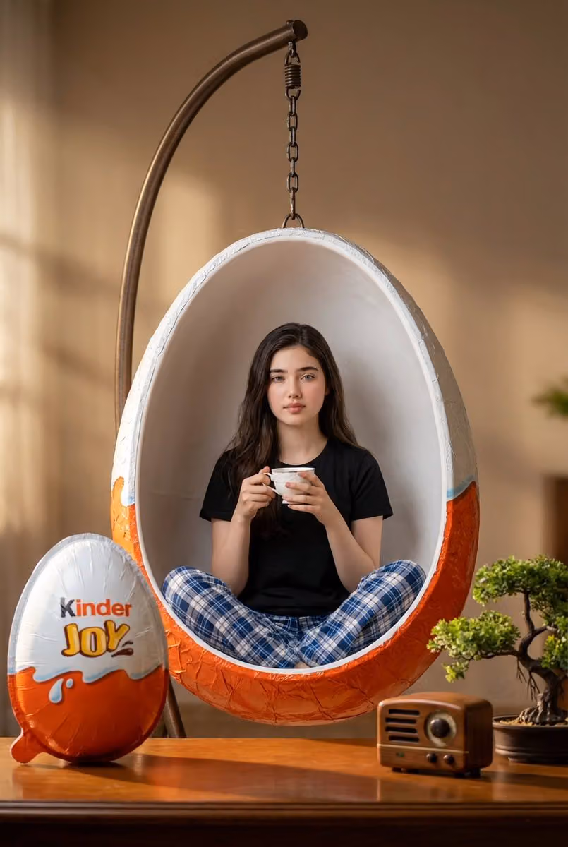 Surreal Kinder Joy Egg Swing Indoor Scene